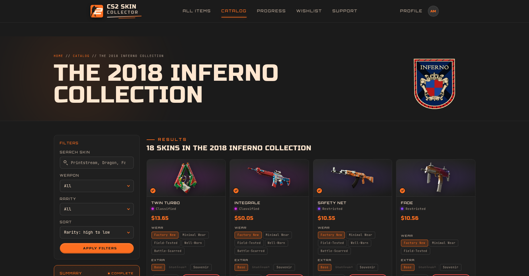 Collection page screenshot