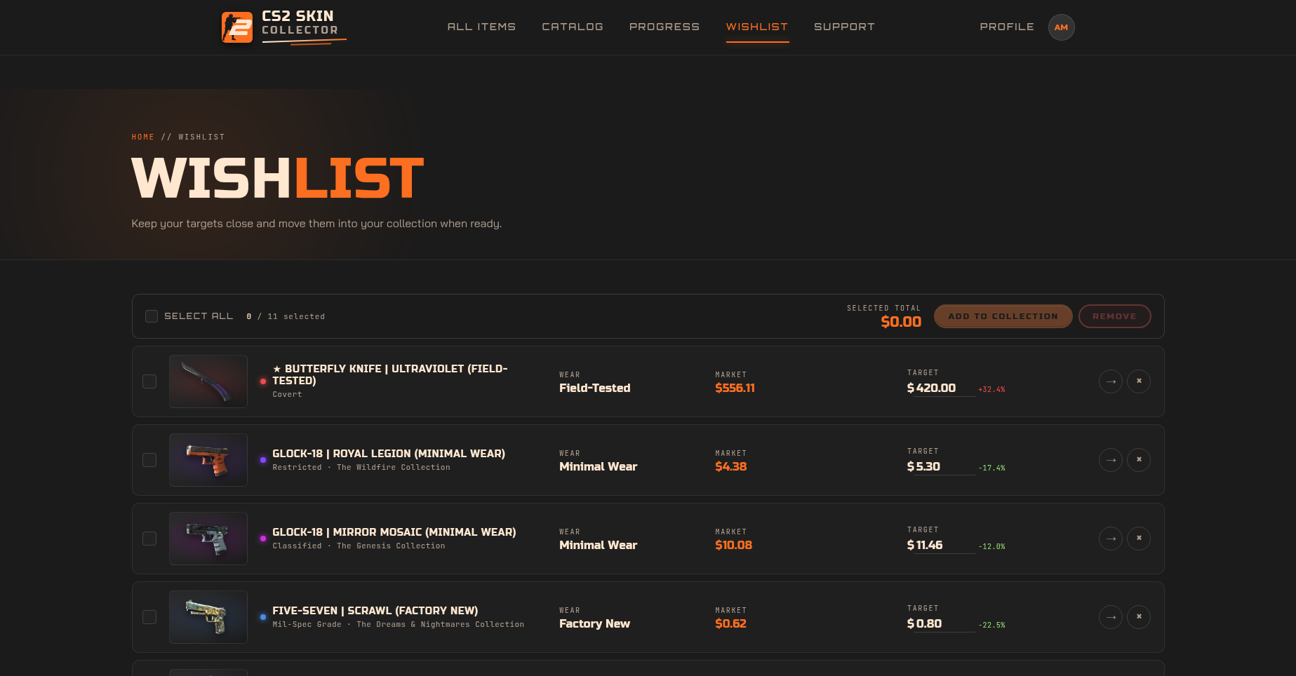 Wishlist screenshot